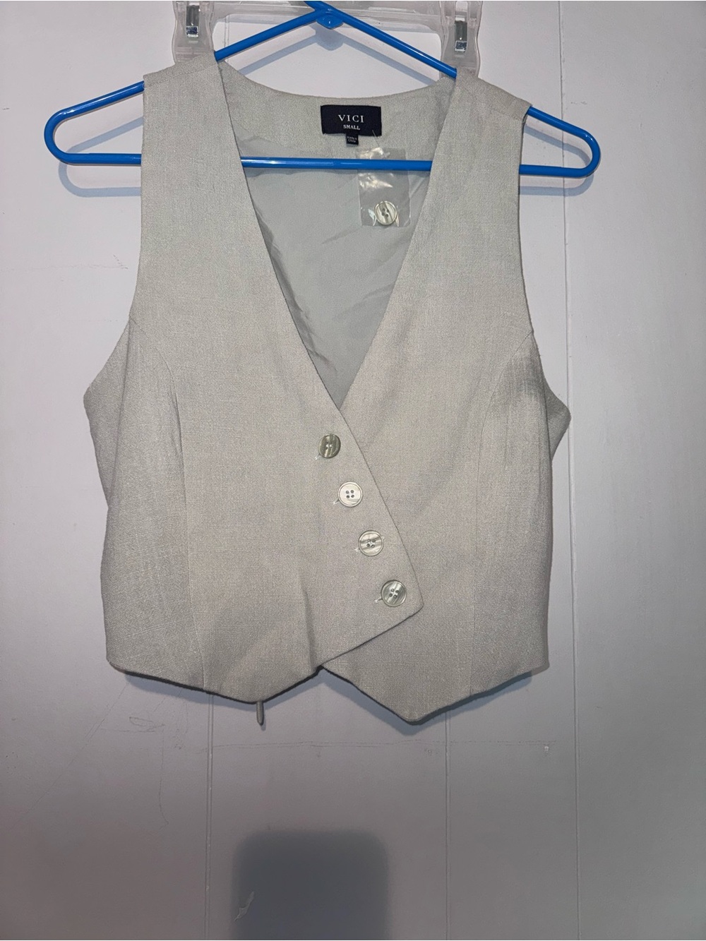 VICI light sage Asymmetrical Button-Front Tailored Vest